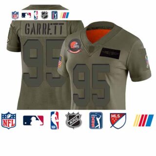 Browns #95 Myles Garrett Camo Women's Stitched Football Limited 2019 Salute to Service Jersey