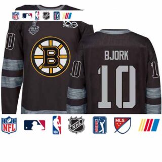 Bruins #10 Anders Bjork Black 1917-2017 100th Anniversary Stanley Cup Final Bound Stitched Hockey Jersey