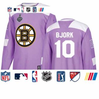Bruins #10 Anders Bjork Purple Authentic Fights Cancer Stanley Cup Final Bound Stitched Hockey Jersey