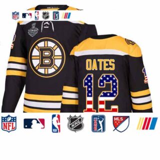 Bruins #12 Adam Oates Black Home Authentic USA Flag Stanley Cup Final Bound Stitched Hockey Jersey