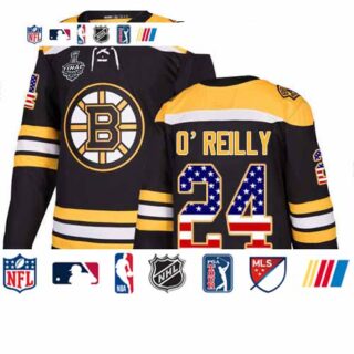 Bruins #24 Terry O'Reilly Black Home Authentic USA Flag Stanley Cup Final Bound Stitched Hockey Jersey