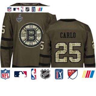 Bruins #25 Brandon Carlo Green Salute to Service Stanley Cup Final Bound Stitched Hockey Jersey