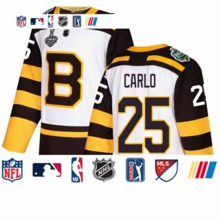Bruins #25 Brandon Carlo White Authentic 2019 Winter Classic Stanley Cup Final Bound Stitched Hockey Jersey
