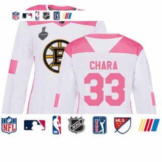 Bruins #33 Zdeno Chara White Pink Authentic Fashion Stanley Cup Final Bound Women's Stitched Hockey Jersey