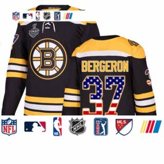 Bruins #37 Patrice Bergeron Black Home Authentic USA Flag Stanley Cup Final Bound Youth Stitched Hockey Jersey