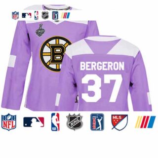 Bruins #37 Patrice Bergeron Purple Authentic Fights Cancer Stanley Cup Final Bound Women's Stitched Hockey Jersey