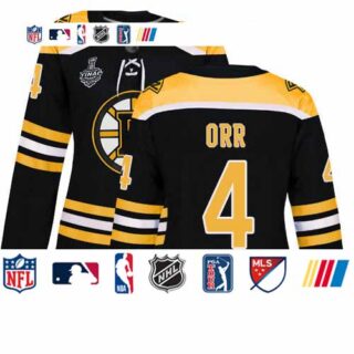 Bruins #4 Bobby Orr Black Home Authentic Stanley Cup Final Bound Women's Stitched Hockey Jersey