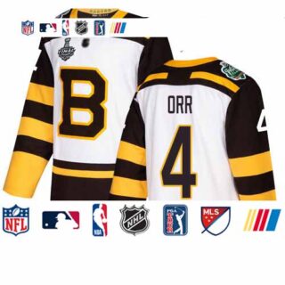 Bruins #4 Bobby Orr White Authentic 2019 Winter Classic Stanley Cup Final Bound Youth Stitched Hockey Jersey