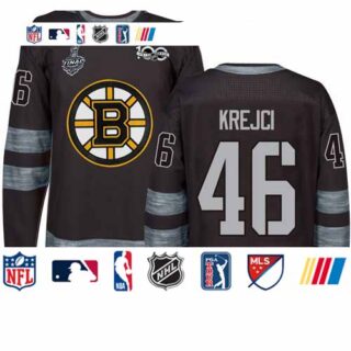 Bruins #46 David Krejci Black 1917-2017 100th Anniversary Stanley Cup Final Bound Stitched Hockey Jersey