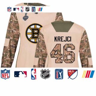 Bruins #46 David Krejci Camo Authentic 2017 Veterans Day Stanley Cup Final Bound Women's Stitched Hockey Jersey