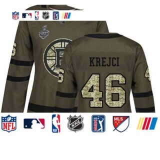 Bruins #46 David Krejci Green Salute to Service Stanley Cup Final Bound Women's Stitched Hockey Jersey