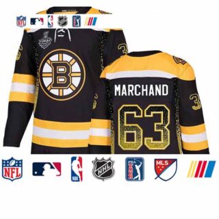 Bruins #63 Brad Marchand Black Home Authentic Drift Fashion Stanley Cup Final Bound Stitched Hockey Jersey