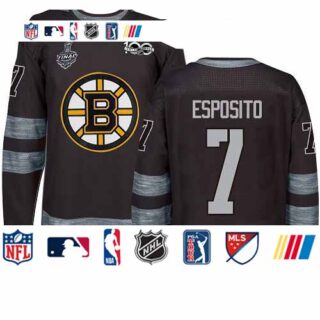 Bruins #7 Phil Esposito Black 1917-2017 100th Anniversary Stanley Cup Final Bound Stitched Hockey Jersey