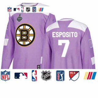 Bruins #7 Phil Esposito Purple Authentic Fights Cancer Stanley Cup Final Bound Stitched Hockey Jersey