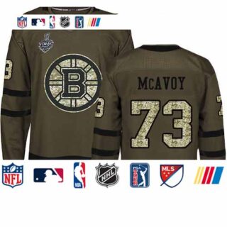 Bruins #73 Charlie McAvoy Green Salute to Service Stanley Cup Final Bound Stitched Hockey Jersey