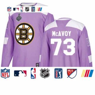 Bruins #73 Charlie McAvoy Purple Authentic Fights Cancer Stanley Cup Final Bound Youth Stitched Hockey Jersey