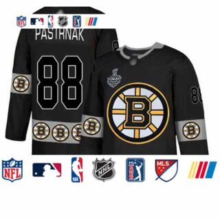 Bruins #88 David Pastrnak Black Authentic Team Logo Fashion Stanley Cup Final Bound Stitched Hockey Jersey