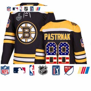 Bruins #88 David Pastrnak Black Home Authentic USA Flag Stanley Cup Final Bound Stitched Hockey Jersey