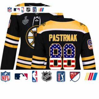Bruins #88 David Pastrnak Black Home Authentic USA Flag Stanley Cup Final Bound Women's Stitched Hockey Jersey