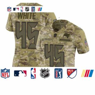 Buccaneers #45 Devin White Camo Women's Stitched Football Limited 2018 Salute to Service Jersey