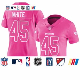 Buccaneers #45 Devin White Pink Women's Stitched Football Limited Rush Fashion Jersey