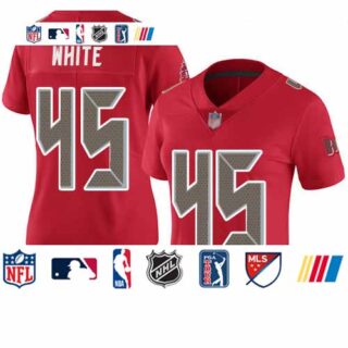 Buccaneers #45 Devin White Red Women's Stitched Football Limited Rush Jersey