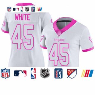 Buccaneers #45 Devin White White Pink Women's Stitched Football Limited Rush Fashion Jersey