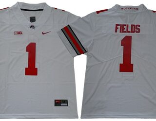 Buckeyes #1 Justin Fields White Limited Stitched College Jersey