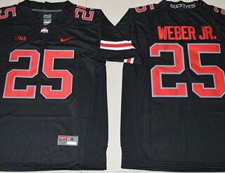 Buckeyes #25 Mike Weber Jr. Black(Red No.) Limited Stitched NCAA Jersey