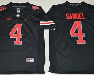 Buckeyes #4 Curtis Samuel Black(Red No.) Limited Stitched NCAA Jersey