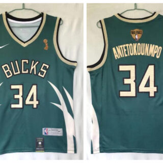 Bucks 34 Giannis Antetokounmpo Green Nike 2021 Earned Edition NBA Finals Champions Swingman Jersey