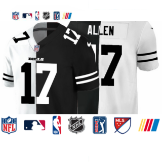 Buffalo Bills #17 Josh Allen Men's Black V White Peace Split Nike Vapor Untouchable Limited NFL Jersey