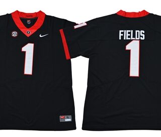 Bulldogs #1 Justin Fields Black Limited Stitched NCAA Jersey
