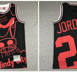 Bulls 23 Michael Jordan Black Hardwood Classics Jersey