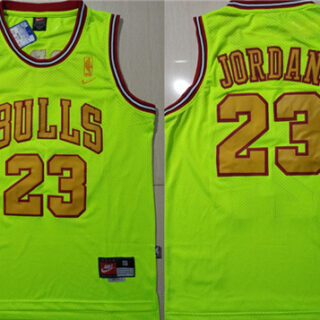 Bulls 23 Michael Jordan Fluorescent Green Nike Mesh Swingman Jersey
