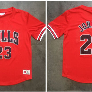 Bulls 23 Michael Jordan Red Mitchell & Ness Mesh Jersey