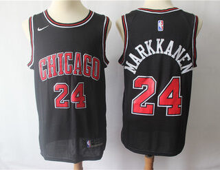 Bulls 24 Laur Markkanen Black Nike Swingman Jersey