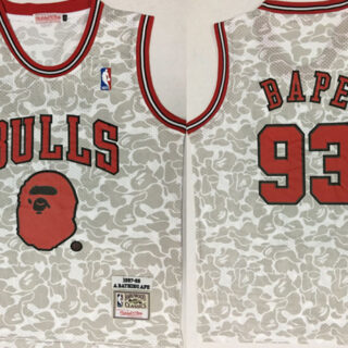 Bulls 93 Bape Gray 1997-98 Hardwood Classics Jersey