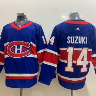 Canadiens 14 Nick Suzuki Blue 2020-21 Reverse Retro Adidas Jersey