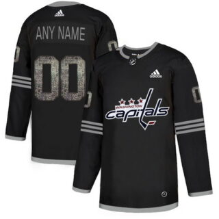 Capitals Black Shadow Logo Print Men's Customized Adidas Jersey