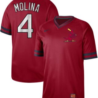 Cardinals #4 Yadier Molina Red Authentic Cooperstown Collection Stitched Baseball Jersey