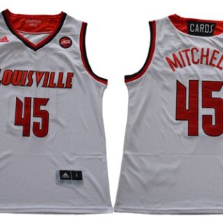 Cardinals #45 Donovan Mitchell White Basketball Stitched NCAA Jersey