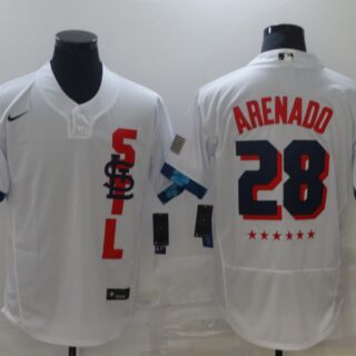 Cardinals 28 Nolan Arenado White Nike 2021 MLB All-Star Flexbase Jersey