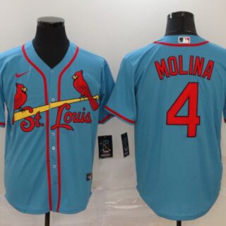 Cardinals 4 Yadier Molina Light Blue 2020 Nike Cool Base Jersey