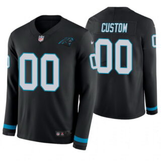 Carolina Panthers Custom Black Therma Long Sleeve Jersey