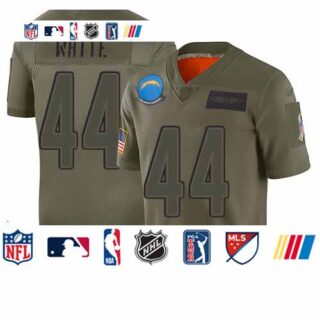 Chargers #44 Kyzir White Camo Men's Stitched Football Limited 2019 Salute To Service Jersey
