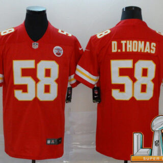 Cheap Super Bowl LV 2021 Men Kansas City Chiefs 58 D.Thomas Red Nike Vapor Untouchable Limited NFL Jersey