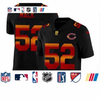 Chicago Bears #52 Khalil Mack Men's Black Nike Red Orange Stripe Vapor Limited NFL Jersey