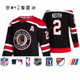 Chicago Blackhawks #2 Duncan Keith Black Men's Adidas 2020-21 Reverse Retro Alternate NHL Jersey