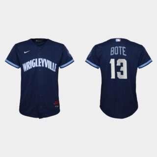 Chicago Cubs #13 David Bote Youth Nike 2021 City Connect Navy MLB Jersey